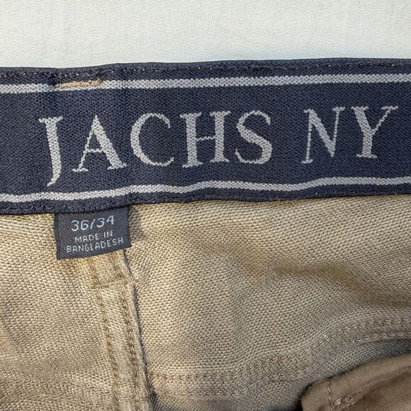 JACHS NEW YORK 5-Pocket Pants 36 x 34 Khaki Brown Stretch Straight Leg Chino - Picture 7 of 9